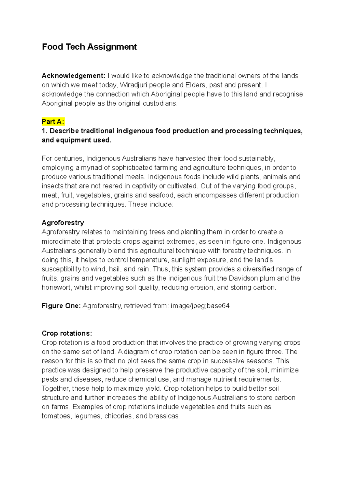 Food tech assignment - Food Tech Assignment Acknowledgement: I would ...