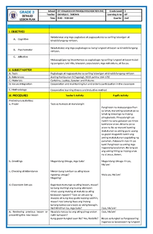L5 - Detailed Lesson Plan on Cohesive Devices in English 8 - Studocu