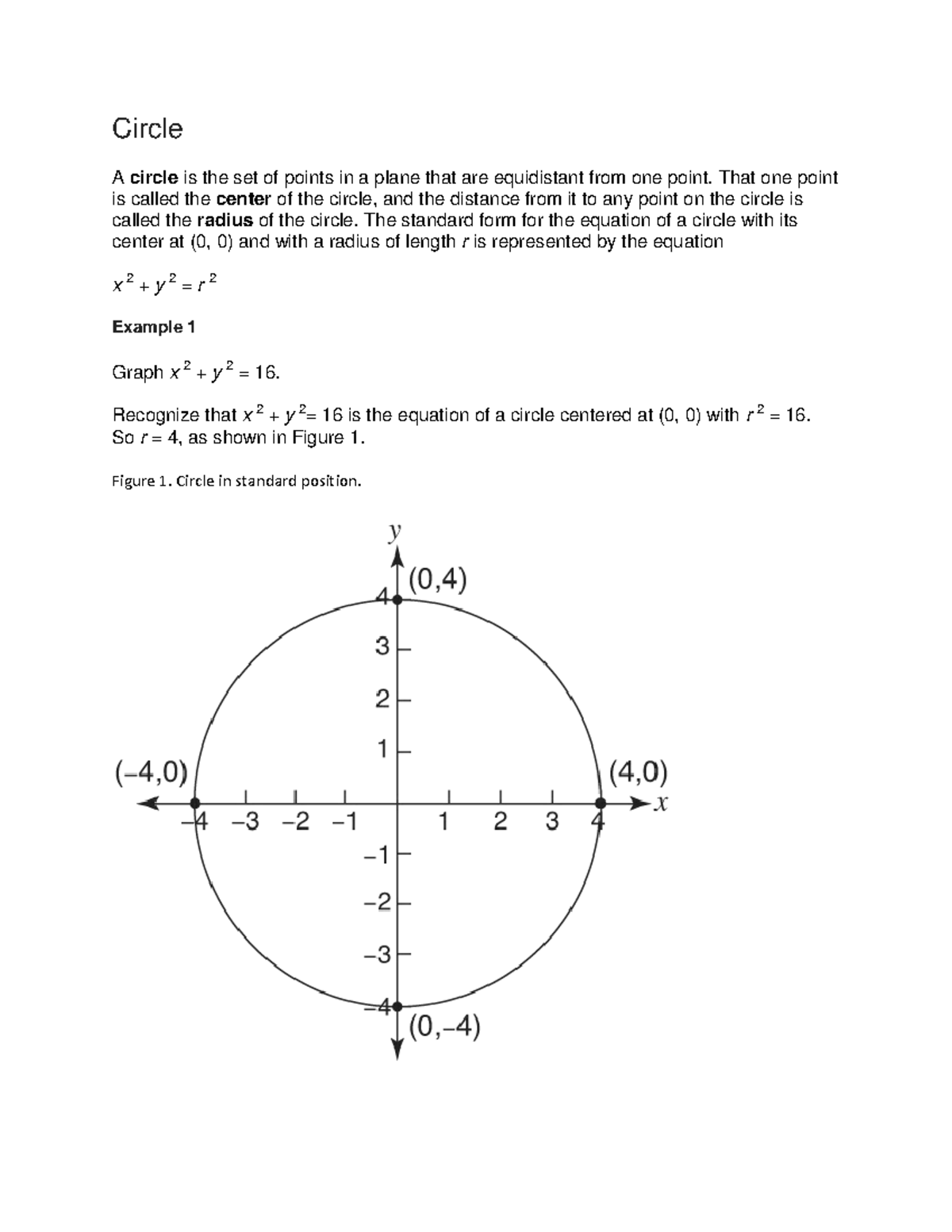 Circle: Understanding the Standard Form and Graphing Equations - Studocu