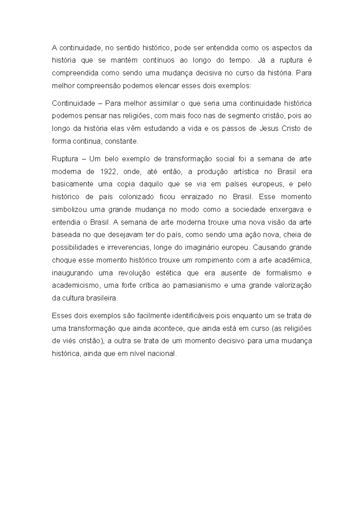 Continuidade e Ruptura na História: Exemplos Marcantes - Studocu