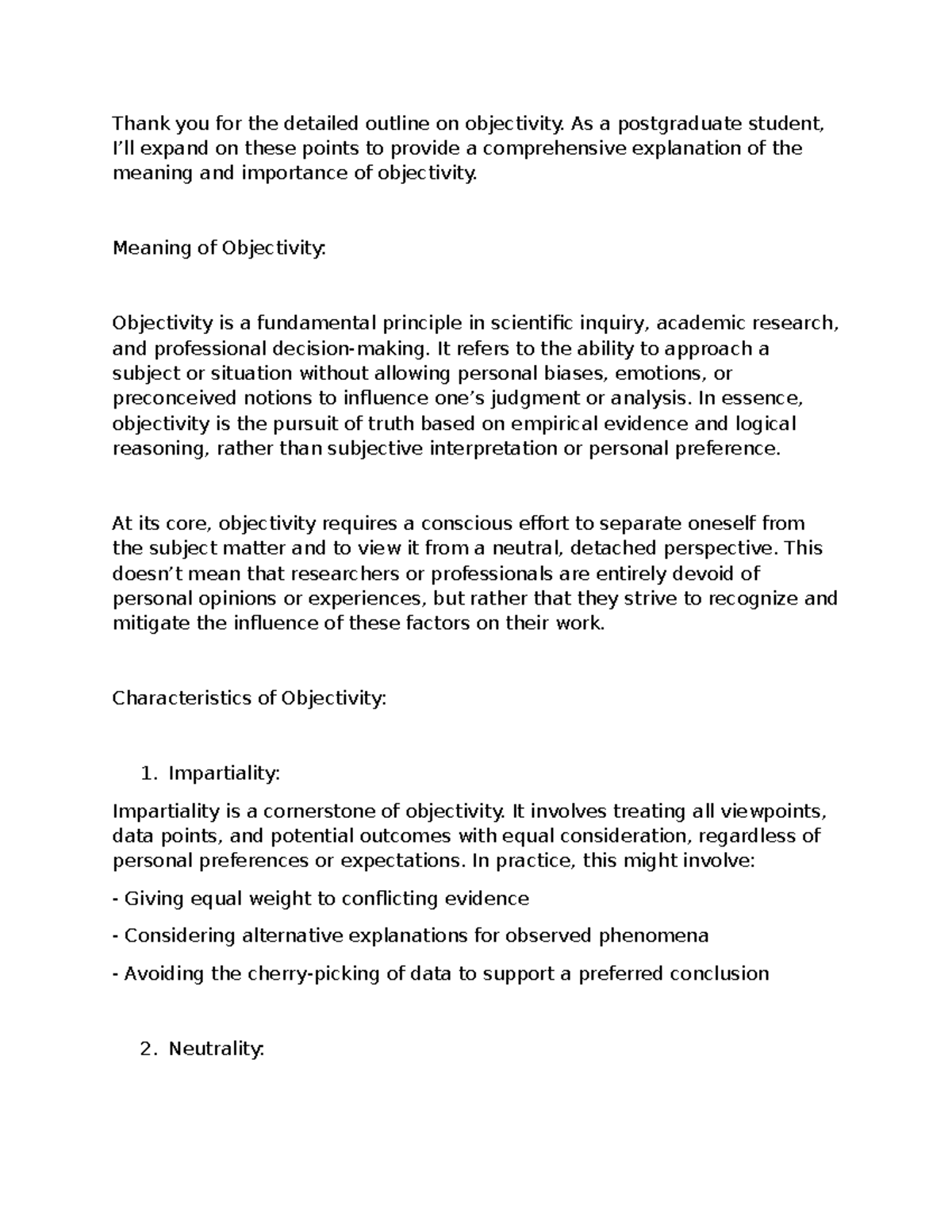 document notes pdf - Thank you for the detailed outline on objectivity ...