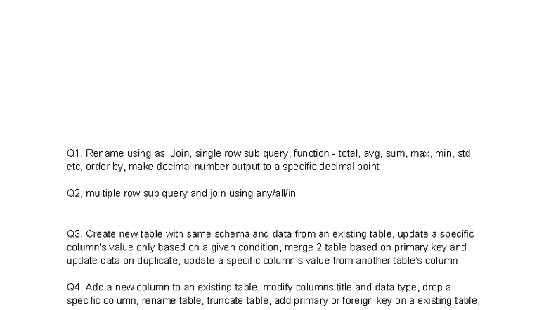 CSE311 Final Lab Pattern: SQL Queries & Table Operations - Studocu