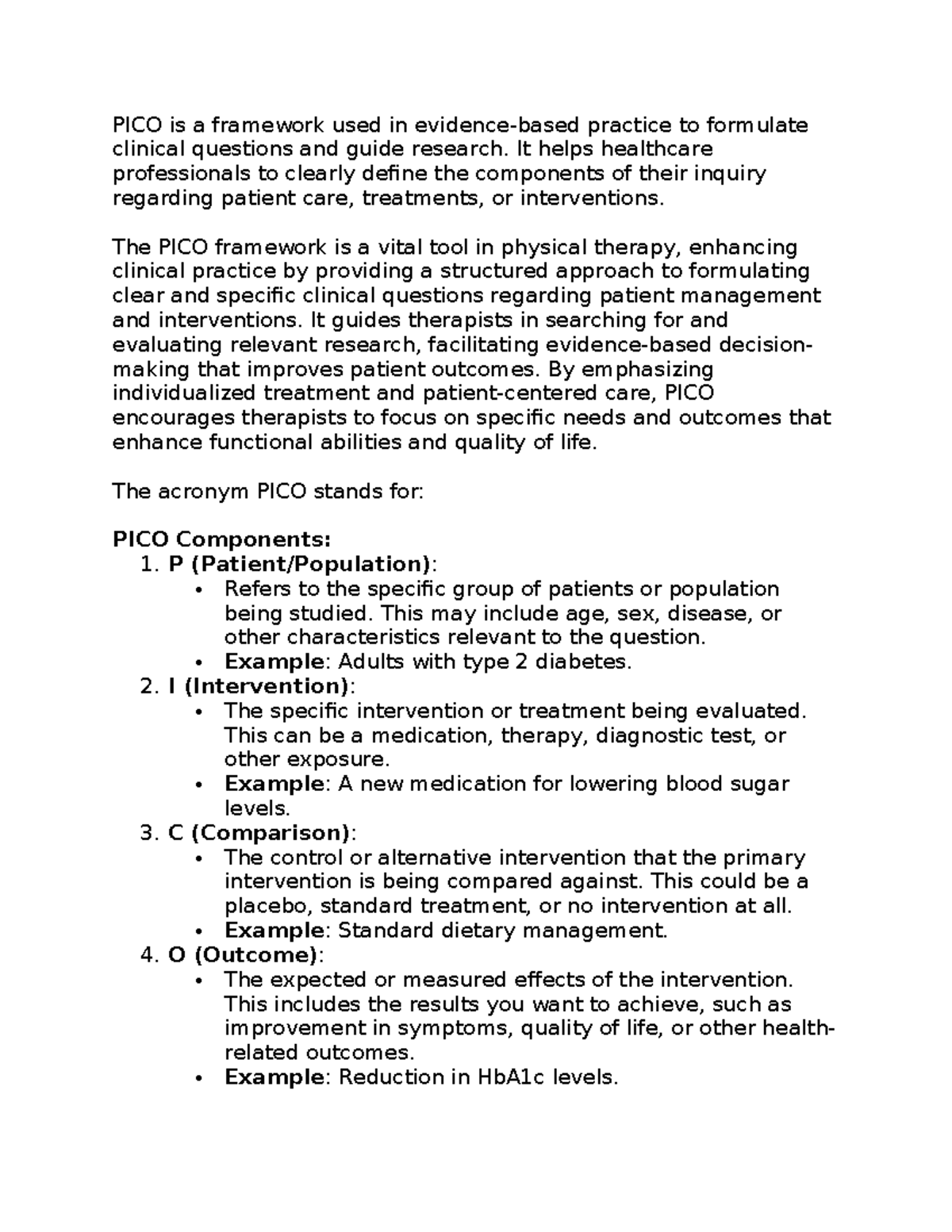 Pico research - PICO is a framework used in evidence-based practice to ...