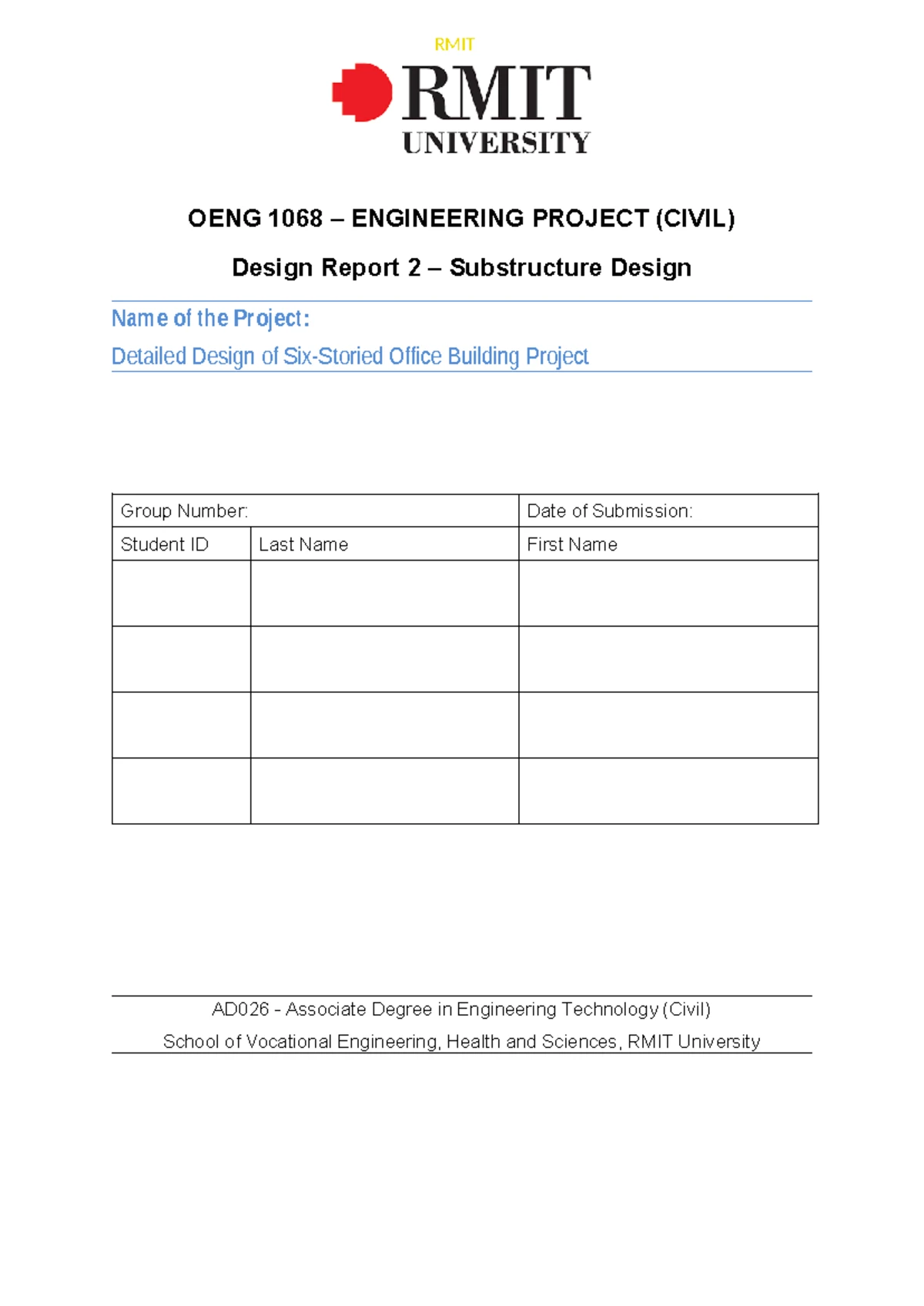 OENG1068 (Civil) Design Report 1 - Superstructure Design Template - Studocu