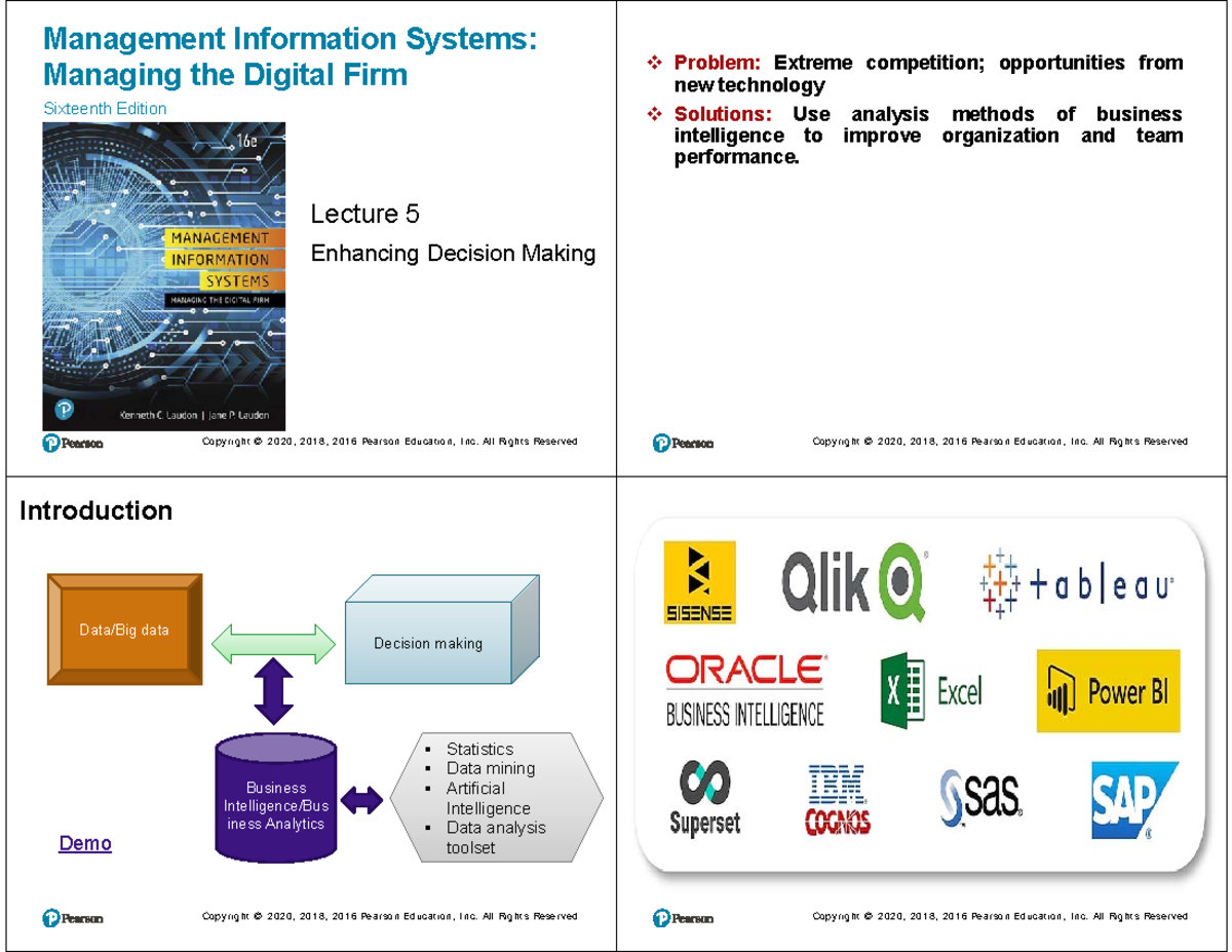 Lecture 5 - Enhancing Decision Making with Business Intelligence - Studocu