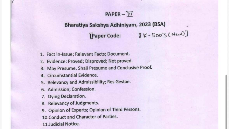 BSA 2023: Key Concepts in Indian Evidence Law - Study Notes - Studocu