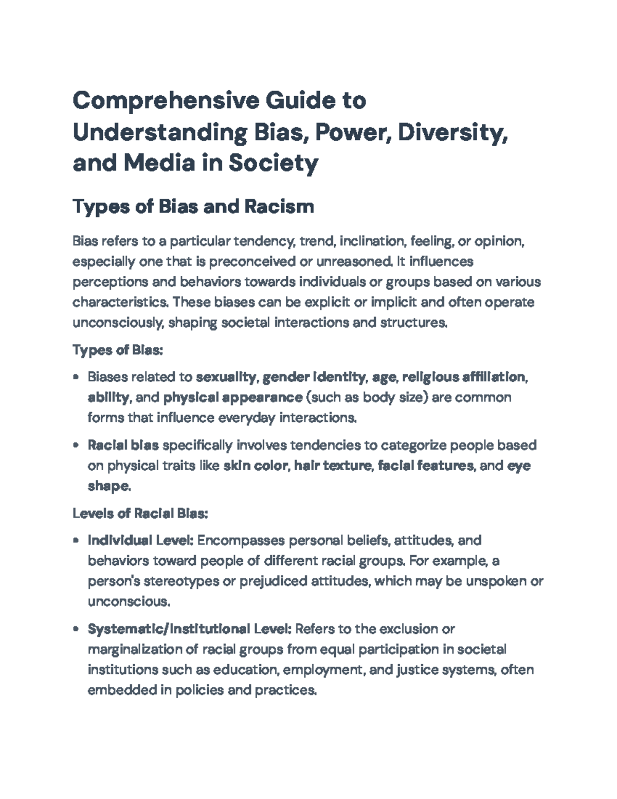 Comprehensive Guide to Bias, Power, Diversity, and Media in Society ...