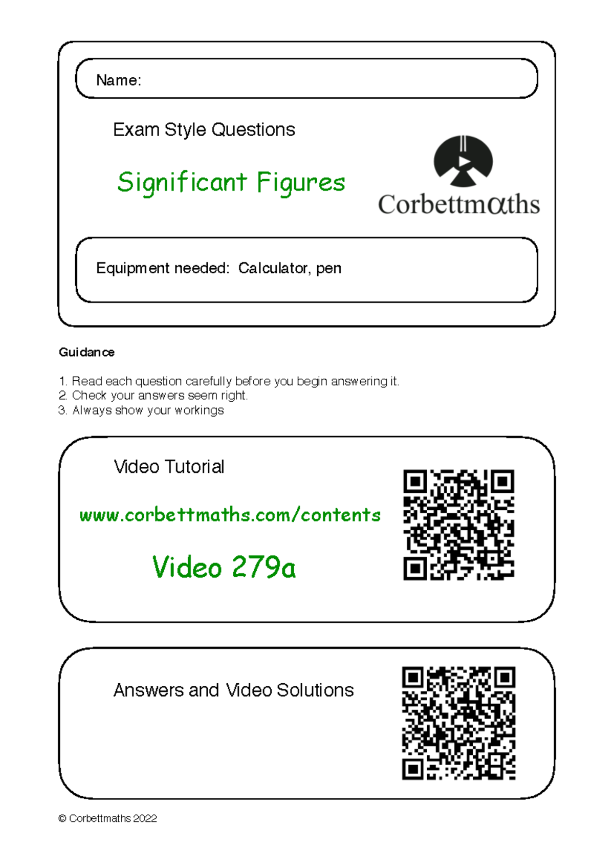 Significant Figures Exam Style Questions (Math 101) - Studocu