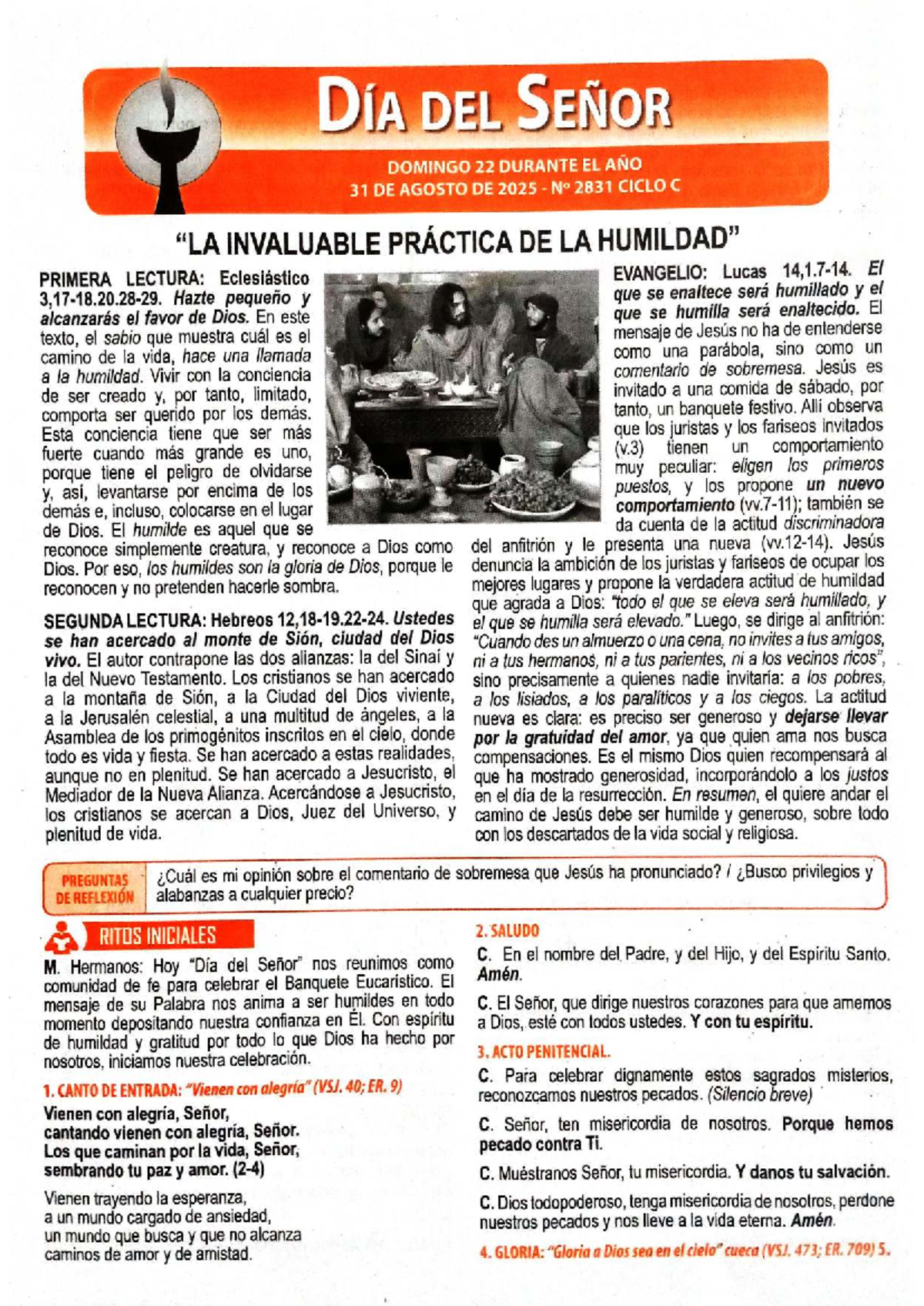 Comentario del Evangelio y Lecturas - Domingo 31 de Agosto 2025 - Studocu