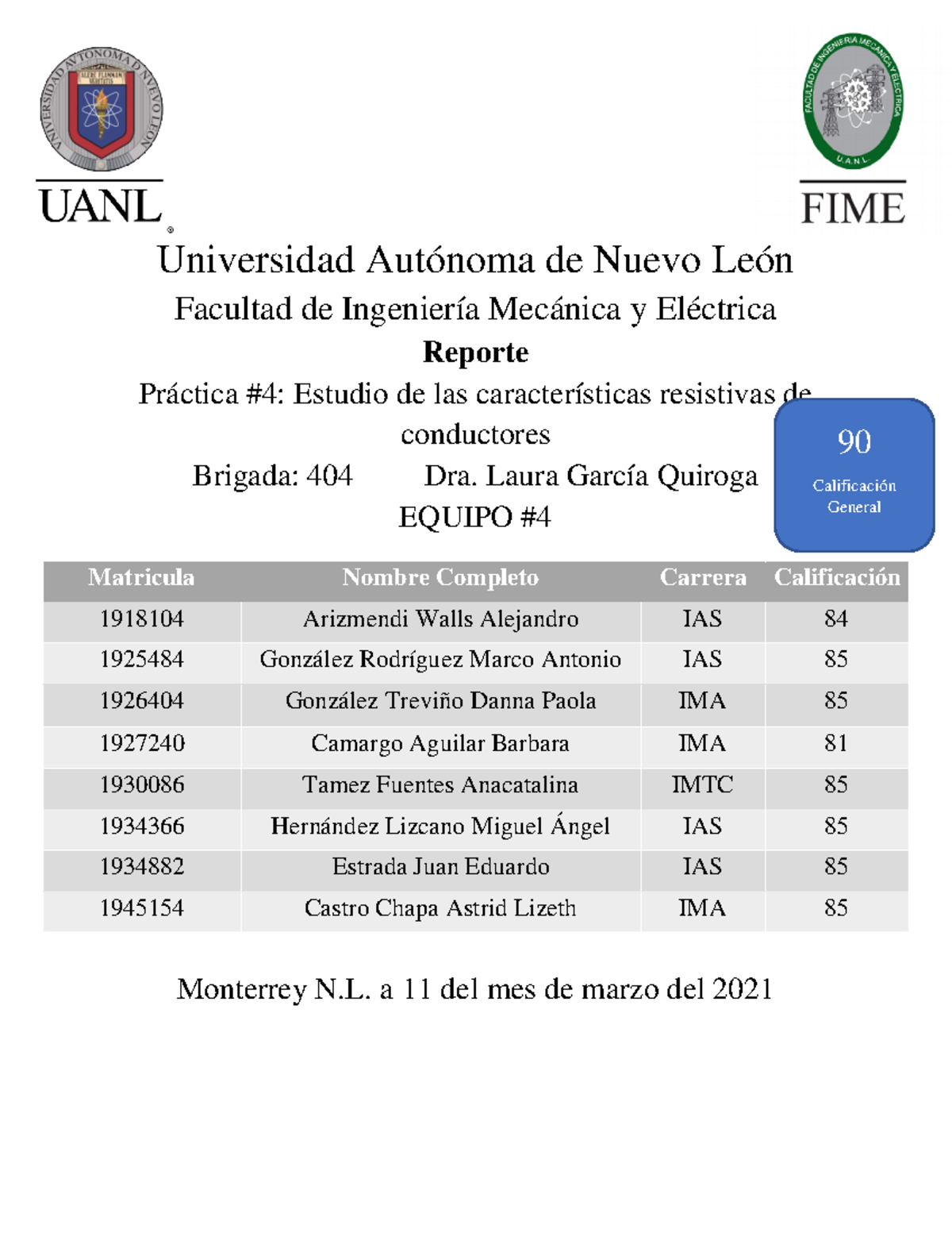 Practica#4 Laboratorio de fisica 3 B404 EQ4 - Universidad Autónoma de ...