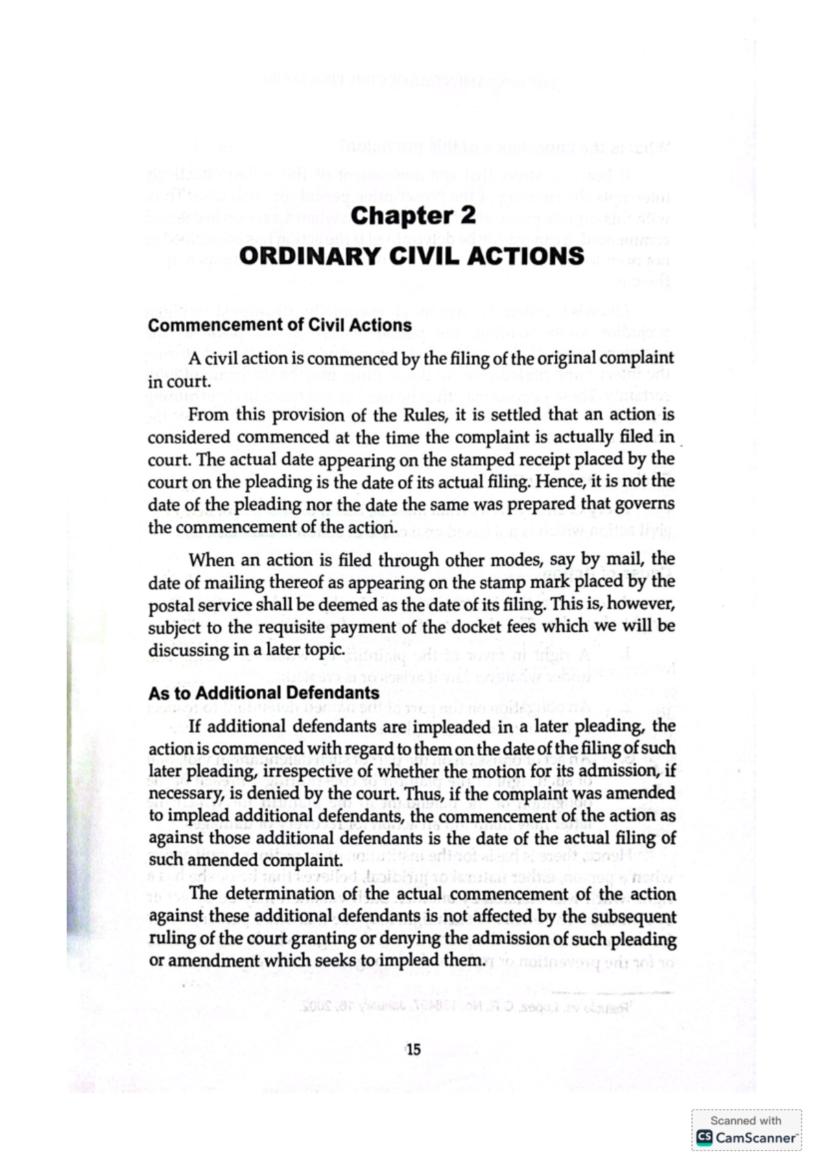 Chapter 2: Commencement and Basis of Ordinary Civil Actions (CIV 101 ...