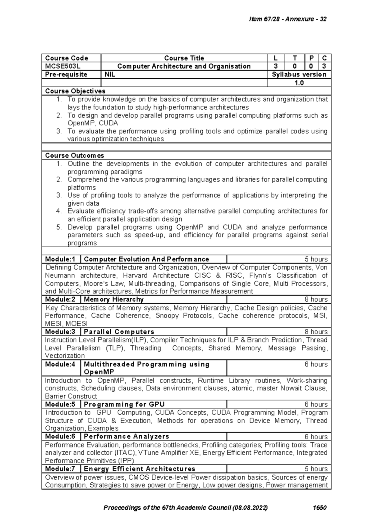 Syllabus sem 1 - Course Code Course Title L T P C MCSE503L Computer ...