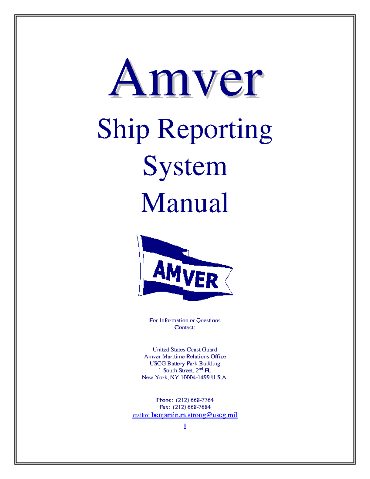 Amver SRM English - Ship Reporting System Manual (Revised 01-05) - Studocu