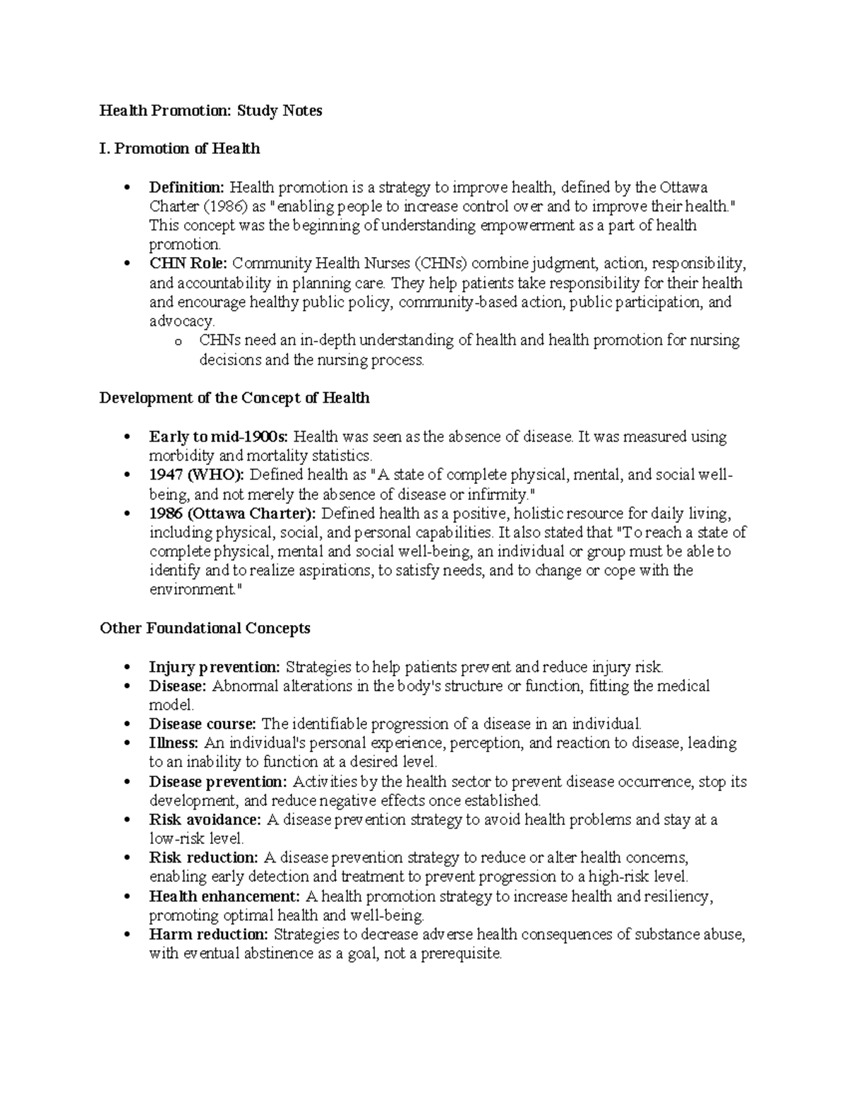 Health Promotion CHN: Comprehensive Study Notes for Chapter 4 - Studocu
