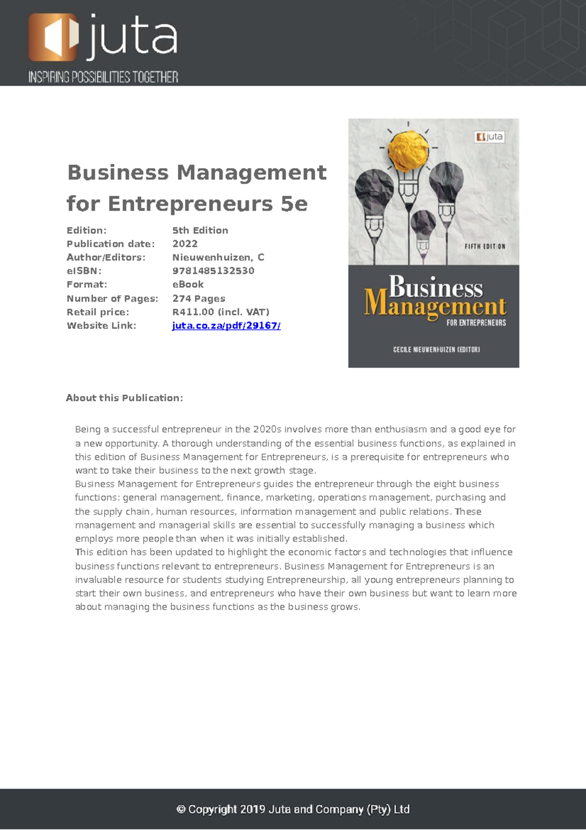Business Management for Entrepreneurs 5e: Essential Skills for