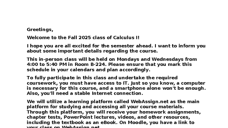 MAT281 Fall 2025: Welcome Letter & Course Details - Studocu