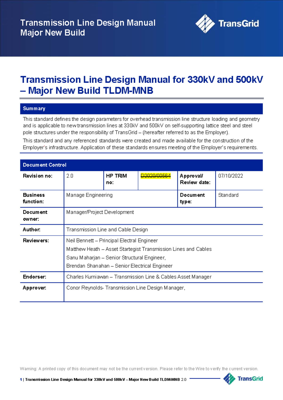 Transmission Line Design Manual for 330kV & 500kV Major New Build Rev 2 ...