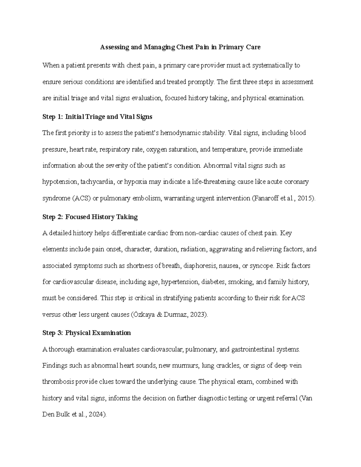 DQ 3 - Assessing Chest Pain in Primary Care: Key Steps & Diagnoses ...