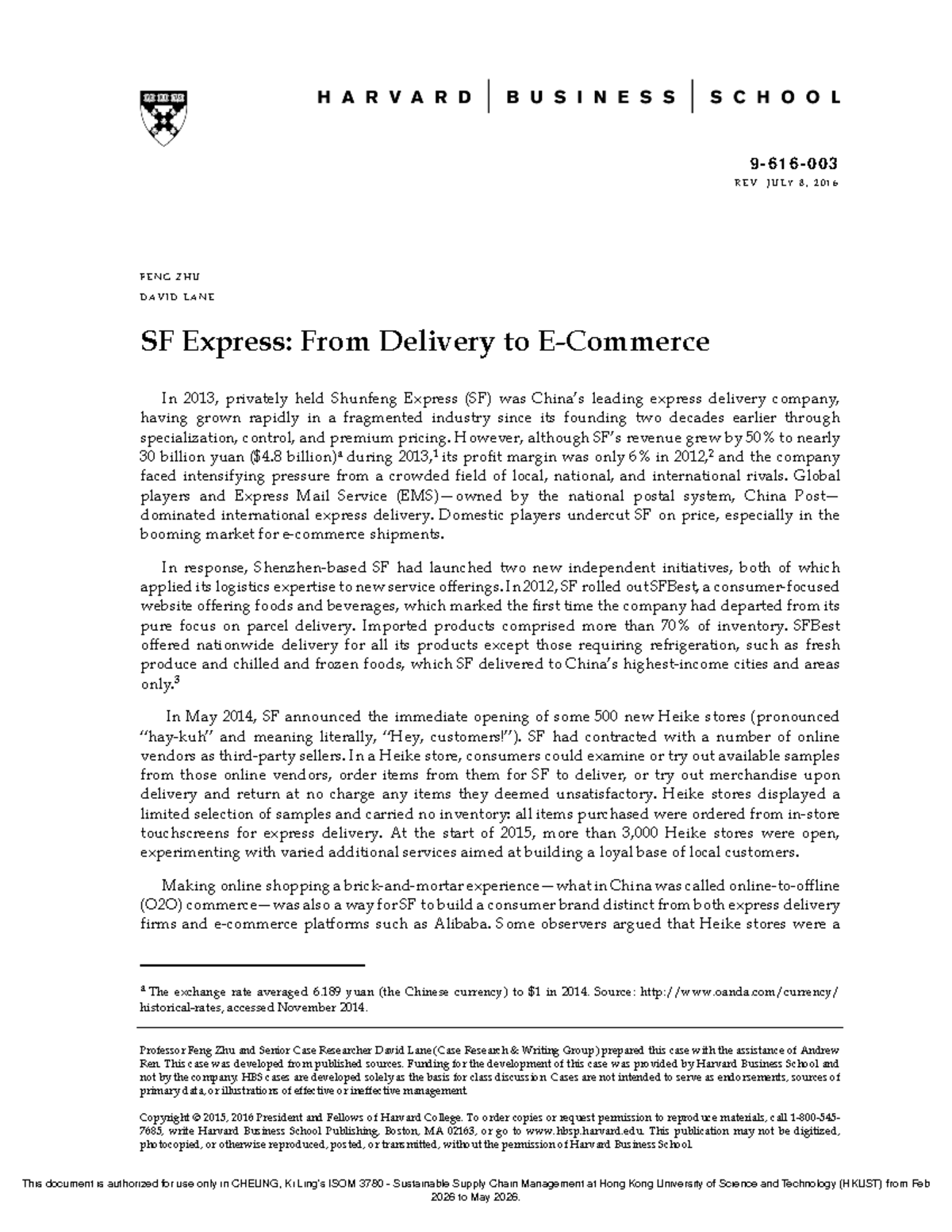 SF Express: Strategic Innovations in the Express Delivery Industry ...