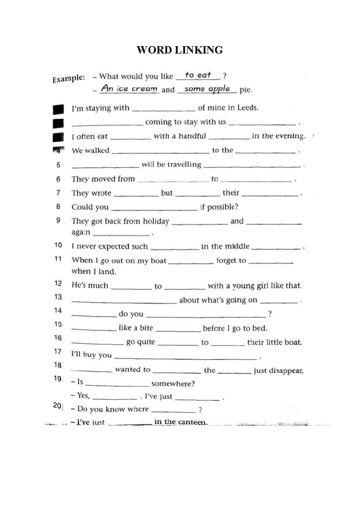 WORD Linking Examples and Exercises - idk - Studocu