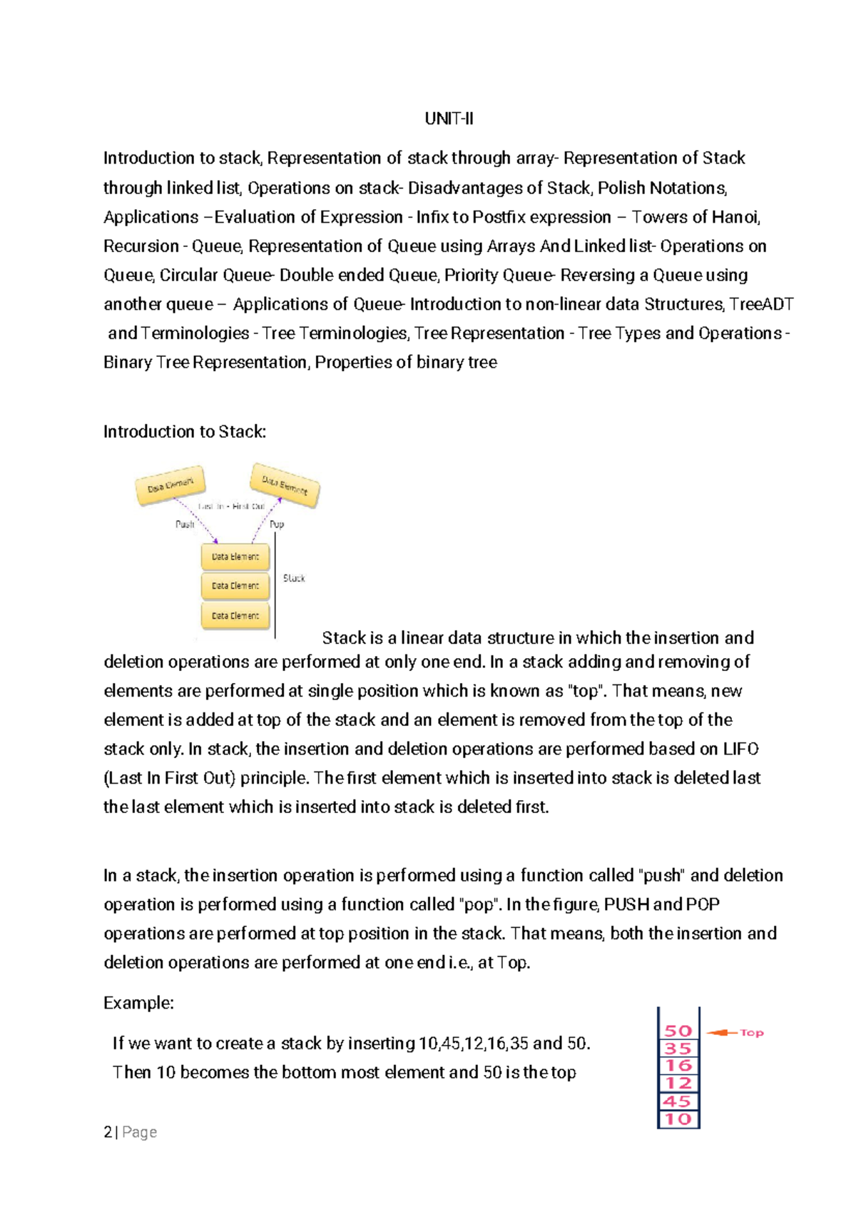 UNIT-2 - DAS Study Material: Stacks, Queues, and Polish Notations - Studocu