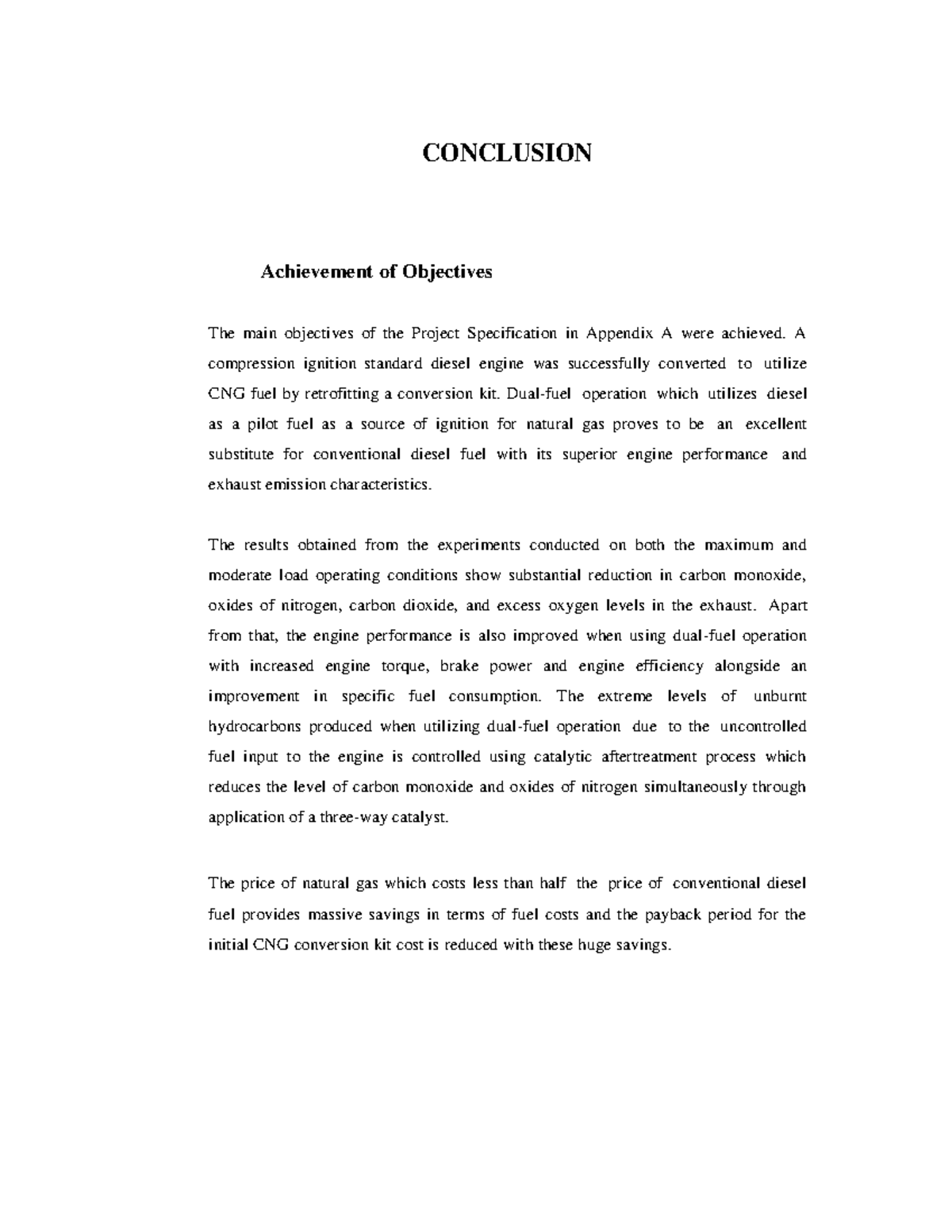 Final Conclusions on CNG Conversion and Engine Performance - Studocu