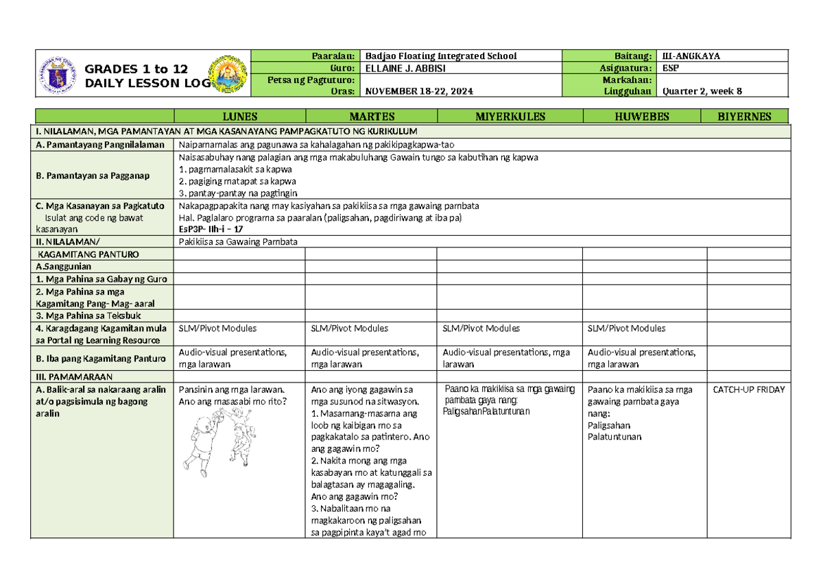 DLL ESP 3 Q2 W8 - ESP 3 - GRADES 1 to 12 DAILY LESSON LOG Paaralan ...