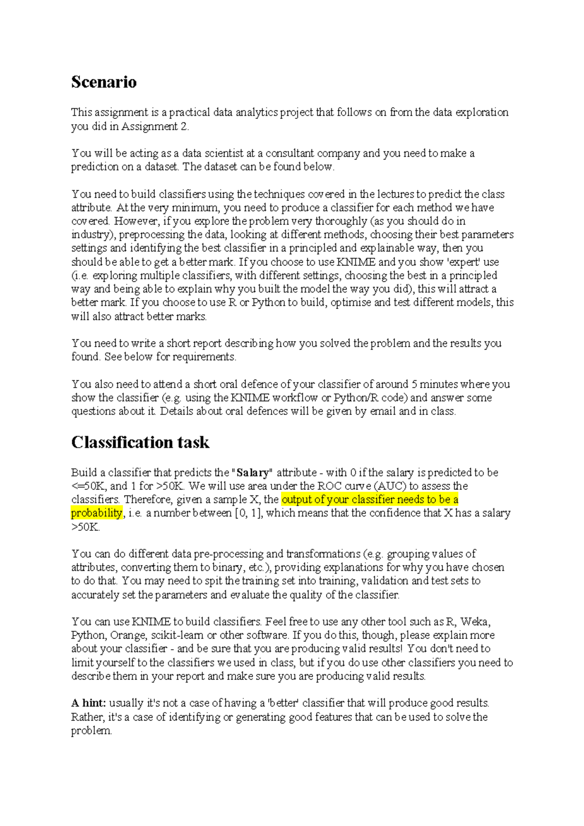 A3 Data Analytics Classifier Project Report and Guidelines - Studocu