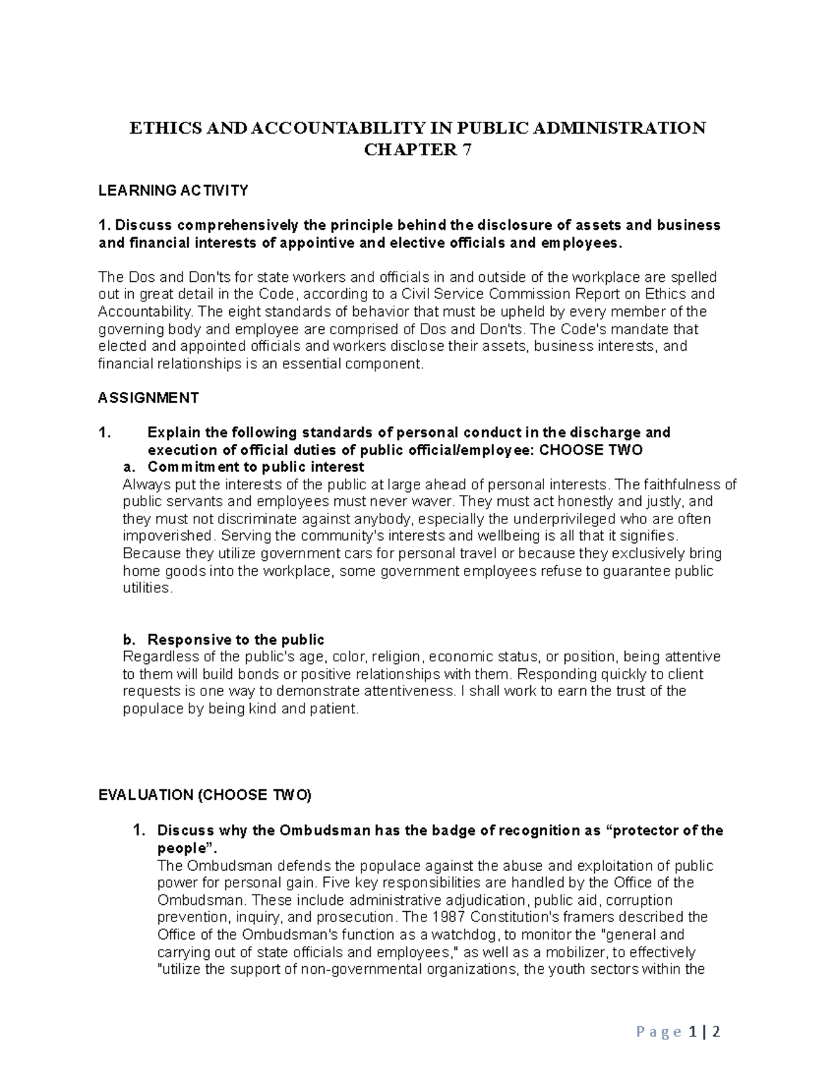 Ethics and Accountability in Public Administration: Chapter 7 Insights ...