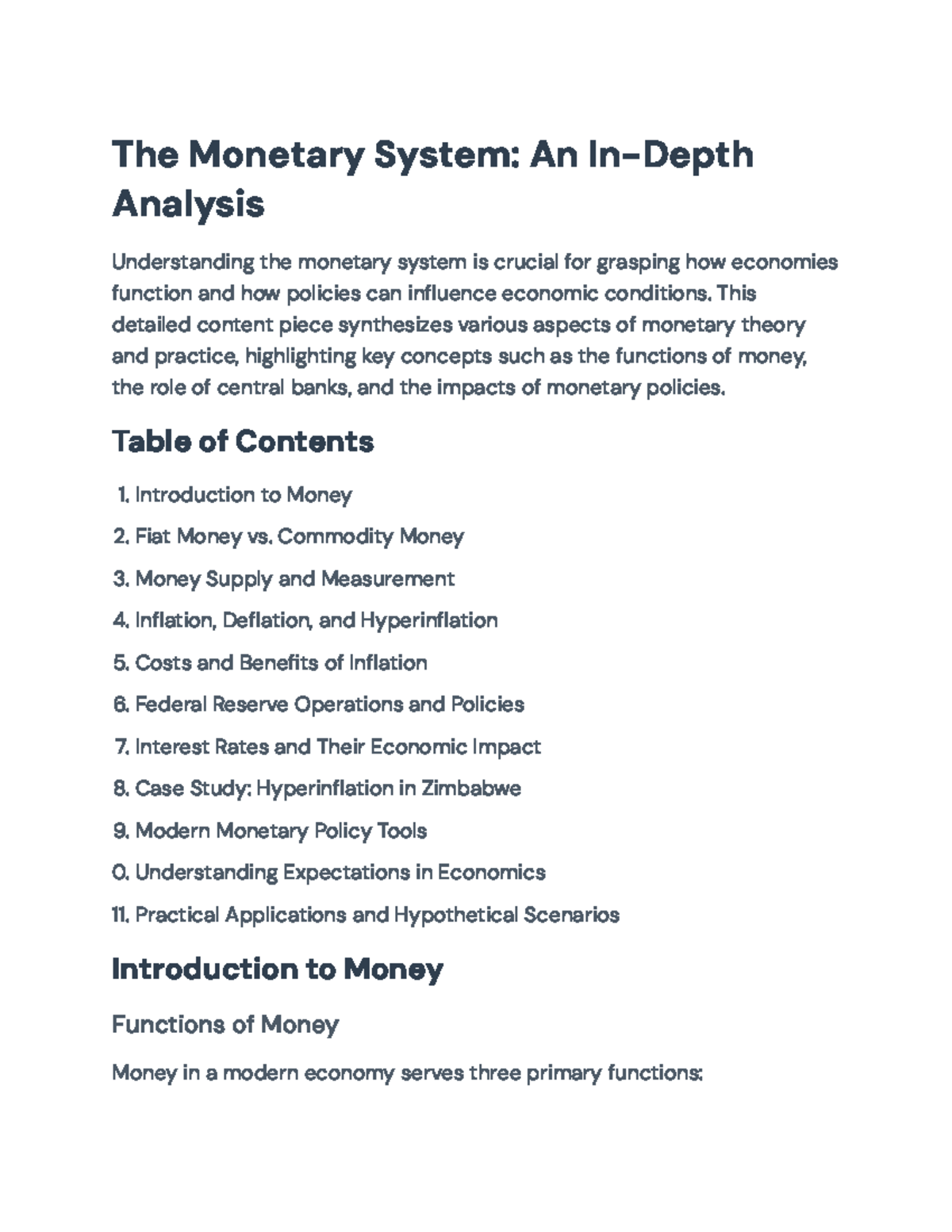 Monetary System Analysis: Key Concepts and Policy Implications - The ...