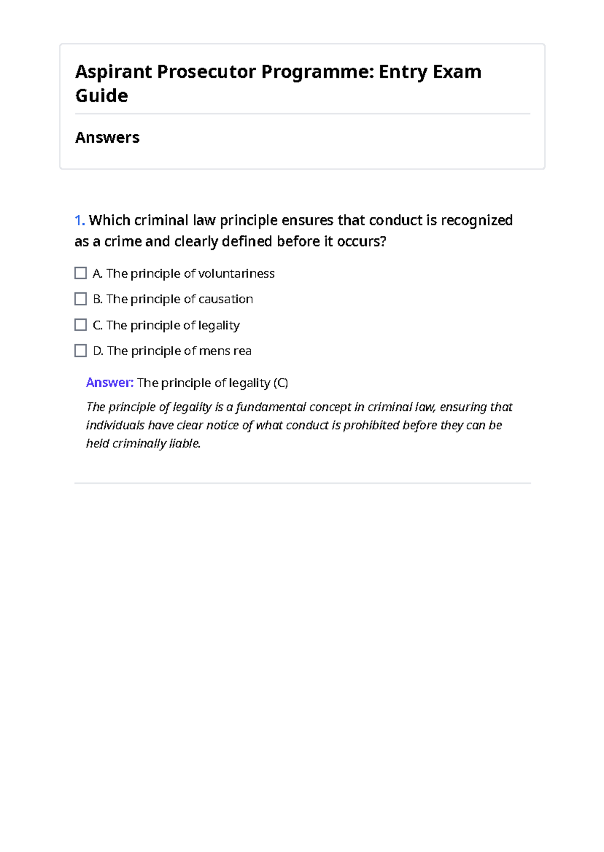 Aspirant Prosecutor Programme: Entry Exam Study Guide Answers 034114 ...