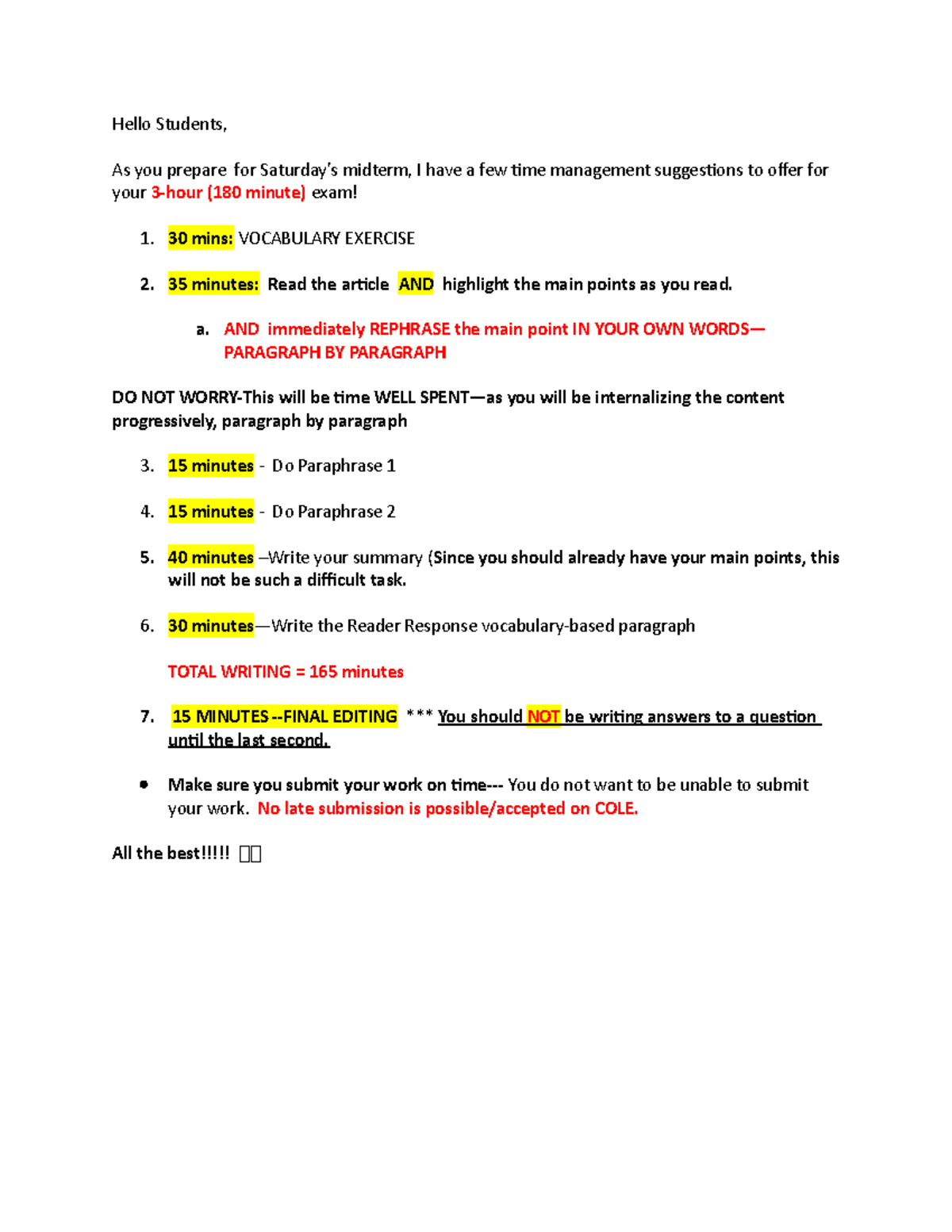 204 Midterm 1: Essential TIME Management Tips for Exam Success - Studocu