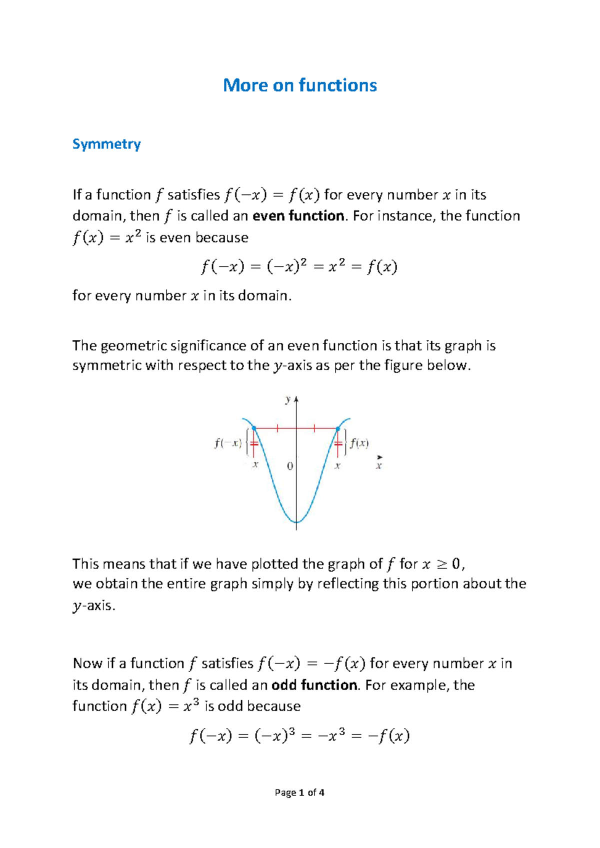 Functions: Even and Odd Functions Explained - Studocu