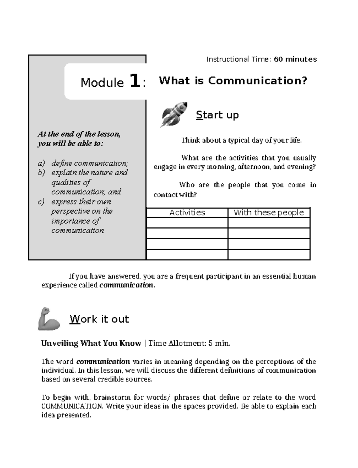 Module 1 - Exploring the Essence of Communication Concepts - Studocu