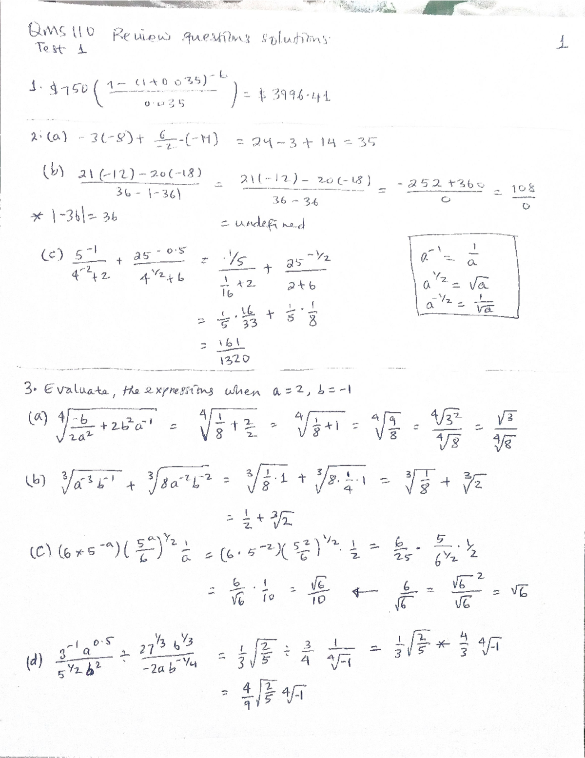 QMS110 Test 1 Review Questions & Solutions - Studocu
