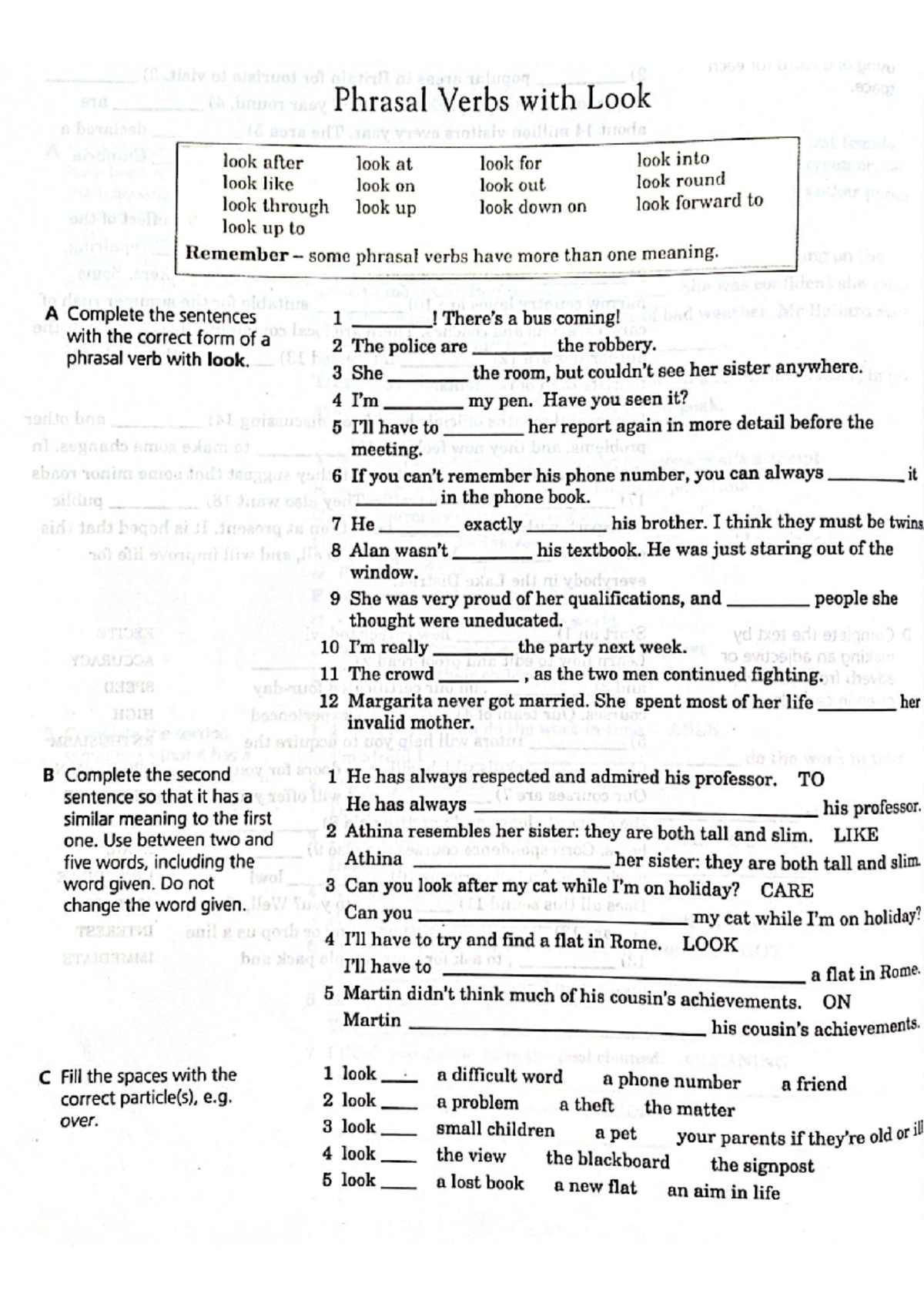 Phrasal Verbs with 