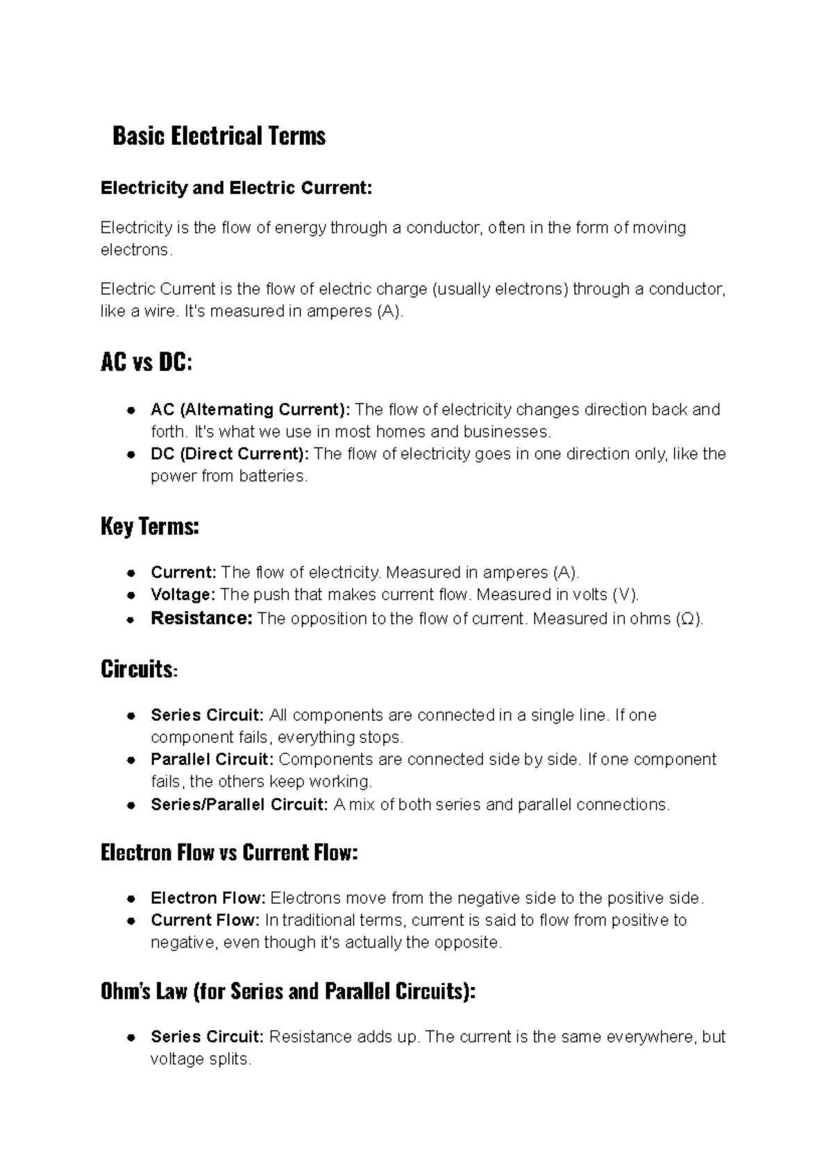 Basic Electrical Terms: Understanding Electricity & Current (ENGR 101 ...