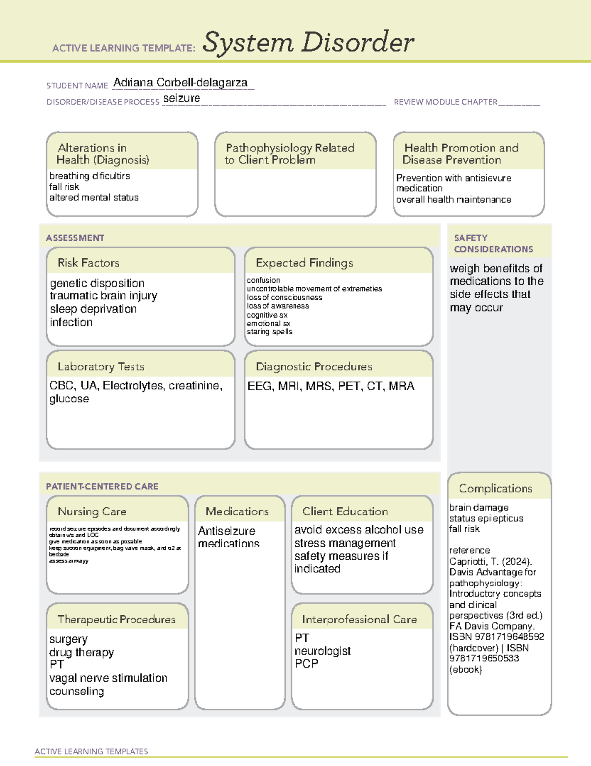 ALT Seizure Review Module: Active Learning Template on System Disorders ...