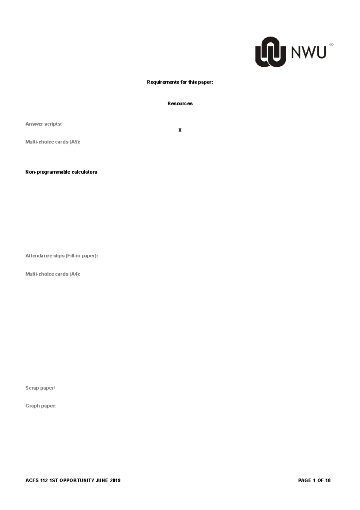 ACFS+112+1st+Opp+Exam+2019 +QPaper+Final - Requirements for this paper ...