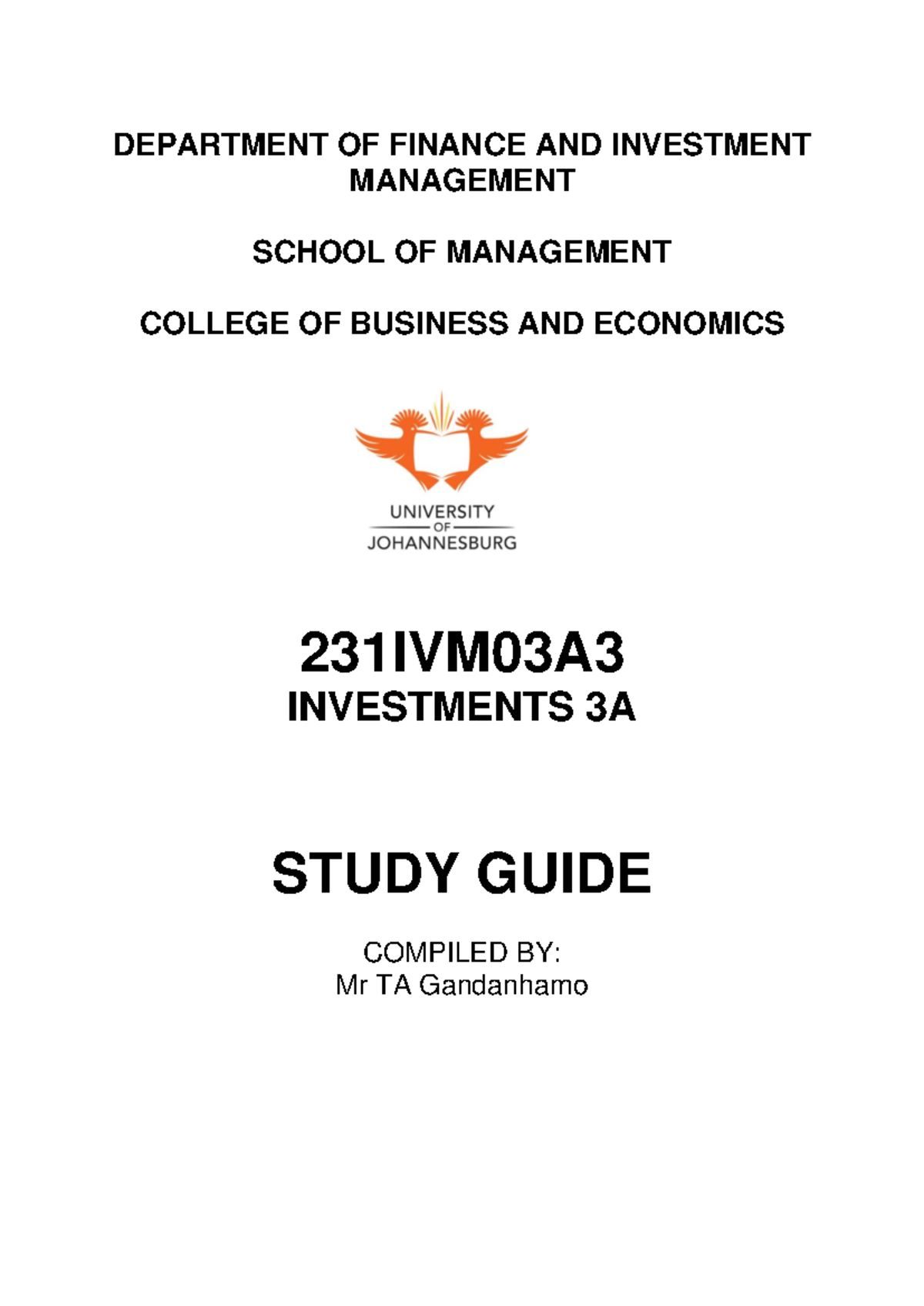 IVM03A3 Investments 3A Comprehensive Study Guide 2025 - Studocu