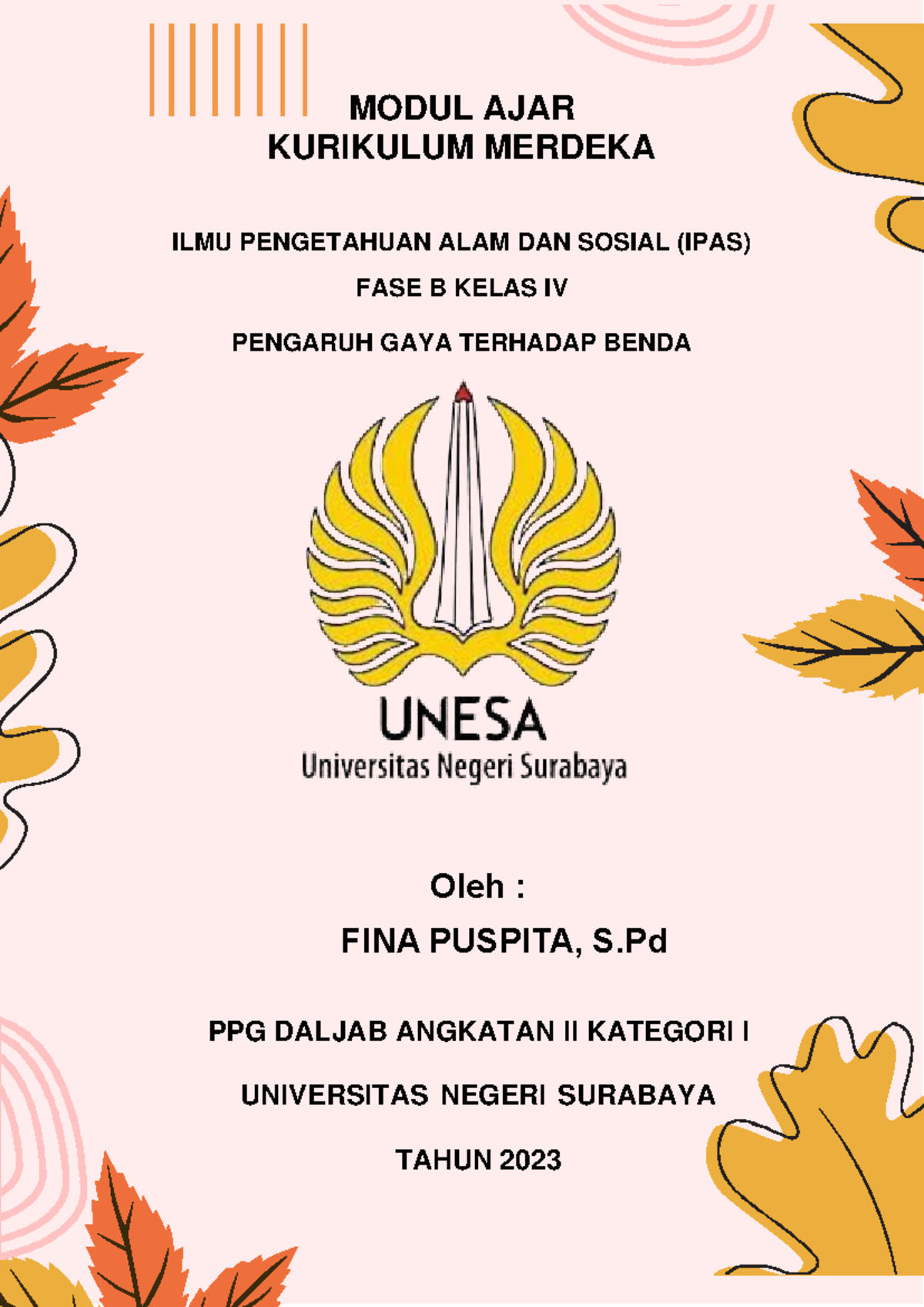 Modul Ajar IPAS Fase B Kelas IV: Pengaruh Gaya Terhadap Benda - Document Preview
