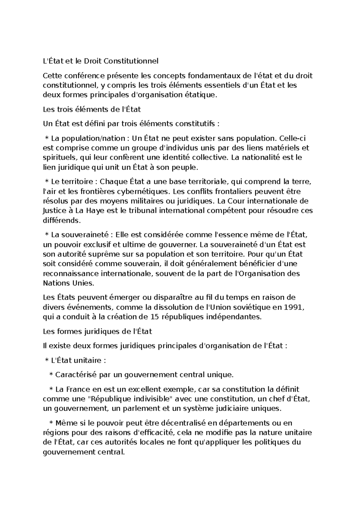 Cours 3 : Concepts Fondamentaux du Droit Constitutionnel - Studocu
