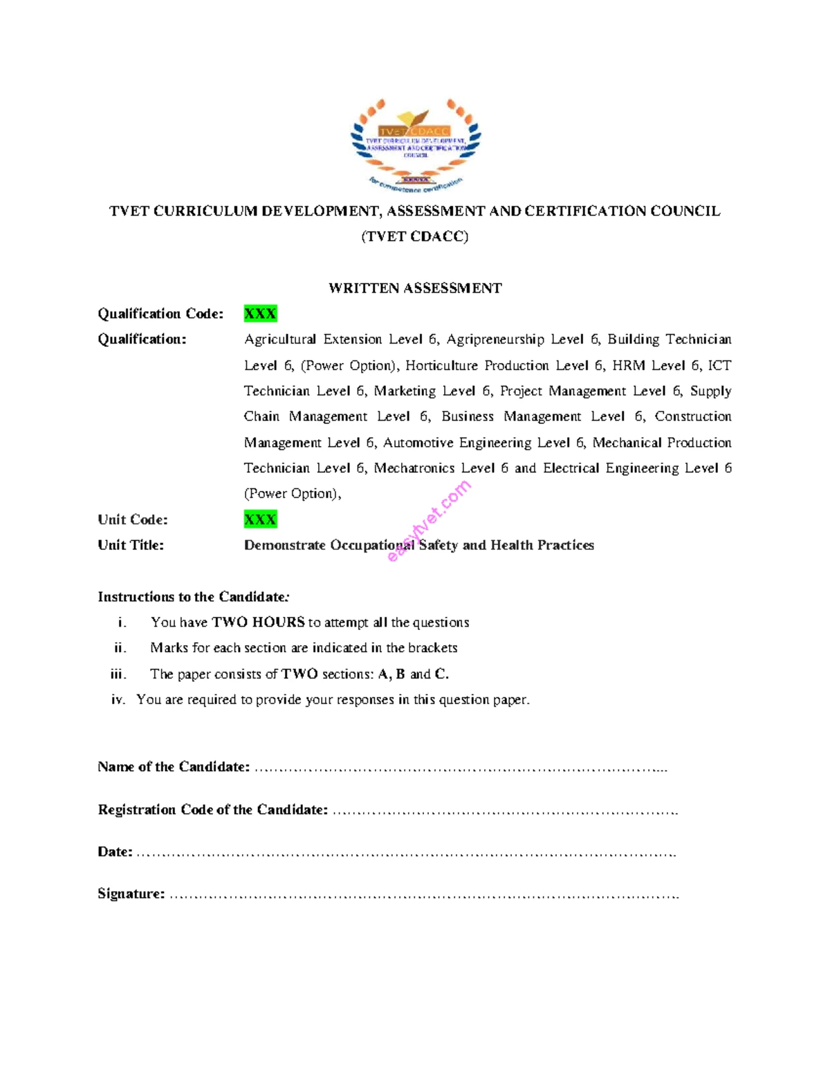 TVET Level 6 Written Assessment: Demonstrating Digital Literacy - Studocu