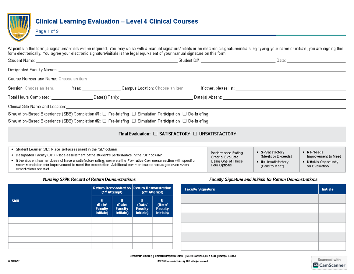 BSN+CLE+Level+4 Word - Cle - Page 1 of 9 Chamberlain University ...