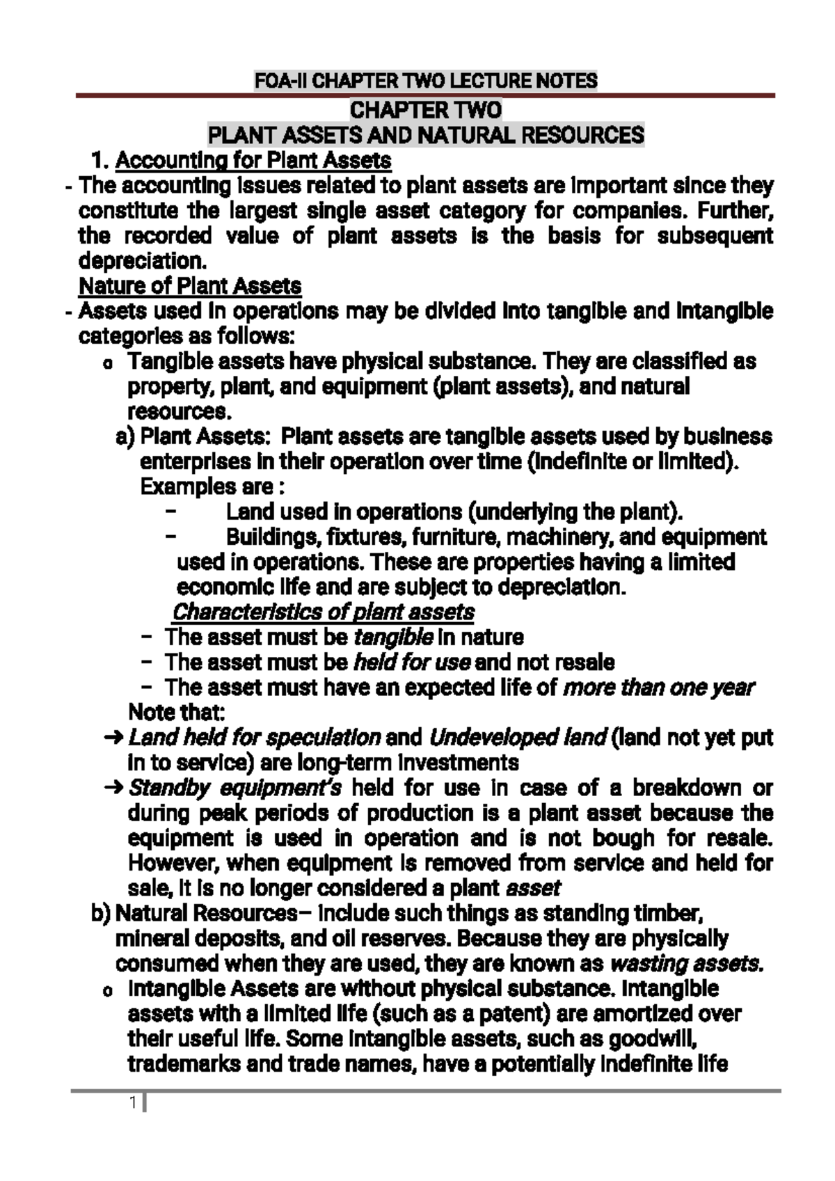 Chapter 2: Accounting for Plant Assets and Natural Resources - Studocu