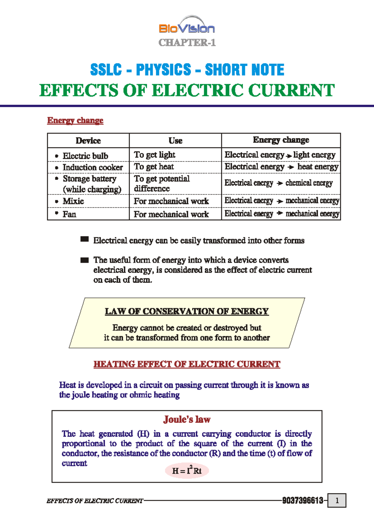 BIO- Vision SSLC-PHY- Short Notes-CH 1-EM - Physics SL - H t H I 2 H ...