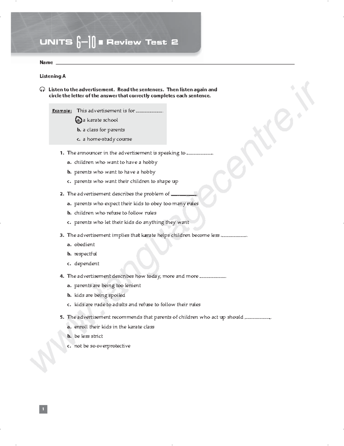 Summit 1 Units 6 10 Listening Test Apuntes Y Ejercicios Studocu