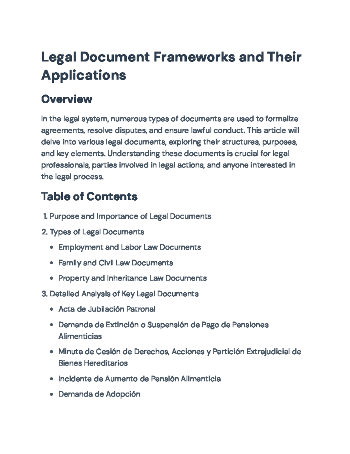 Legal Document Frameworks: Overview & Applications in Law - Studocu