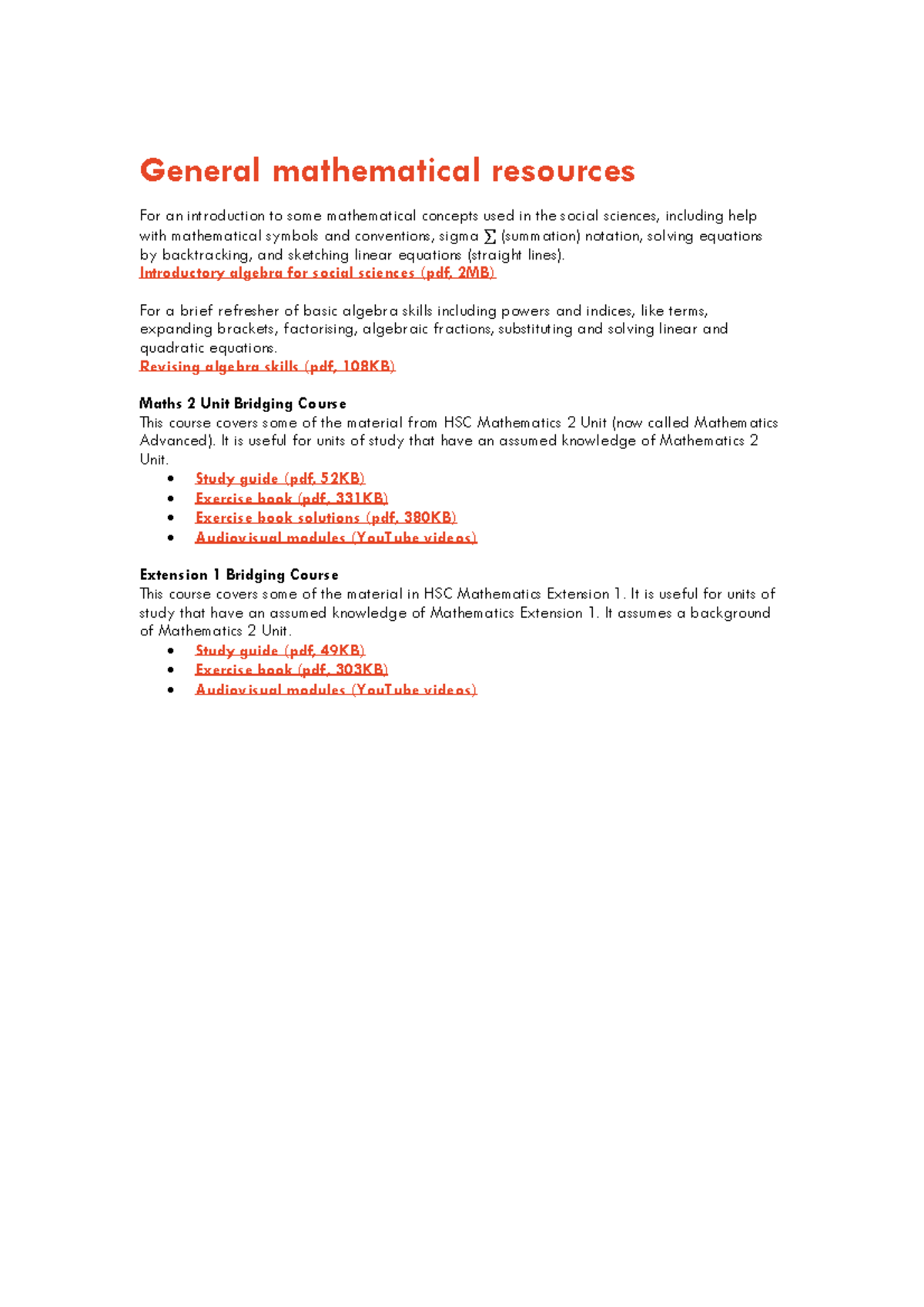 Mathematics Resources Study Guide for Social Sciences (MATH101) - Studocu