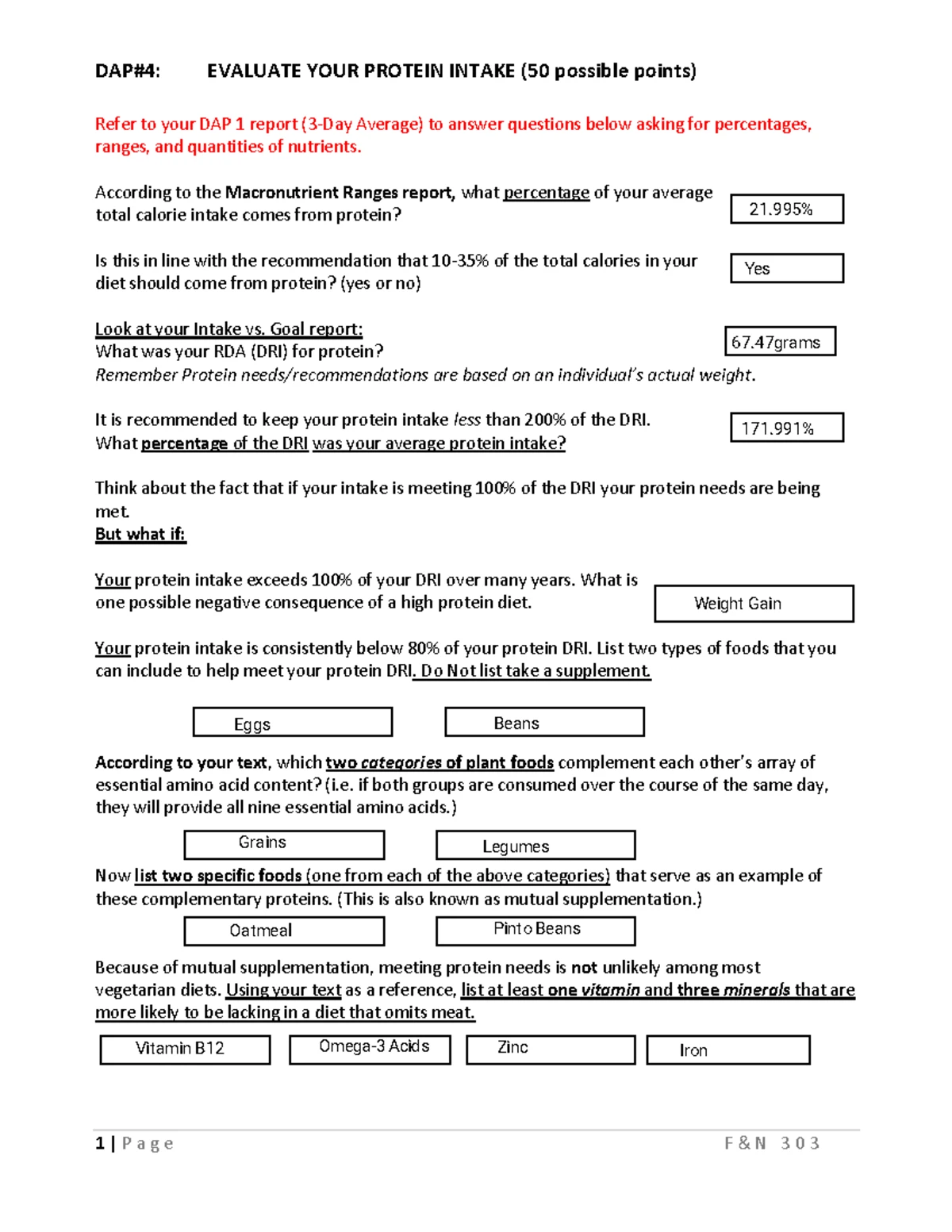 DAP 1 Assignment - DAP One: Setting up your personal “Diet and Wellness ...